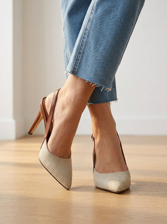Amélie | Tacchi Slingback a Contrasto Marrone