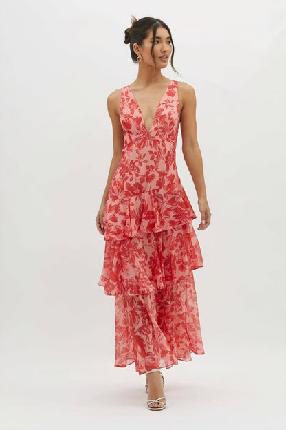 Flora - Vestito floreale con scollatura profonda