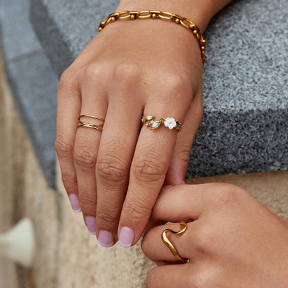 Anello Crystal White Blossom Oro