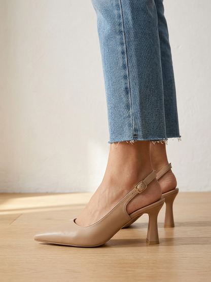 Sophia | Eleganti Tacchi Slingback Blanco Beige