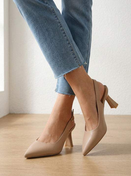 Sophia | Eleganti Tacchi Slingback Blanco Beige