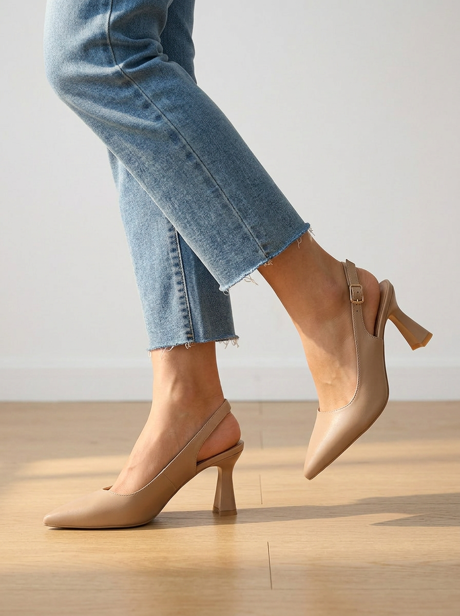 Sophia | Eleganti Tacchi Slingback Blanco Beige