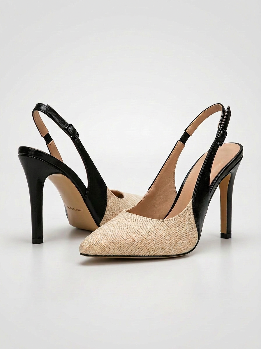 Amélie | Tacchi Slingback a Contrasto Nero
